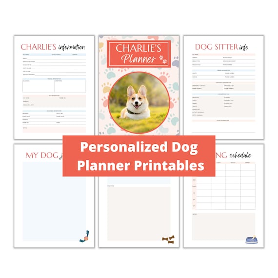 Dog Care Planner Printable, Personalized Pet Binder with Name & Photo, Dog Health Tracker PDF