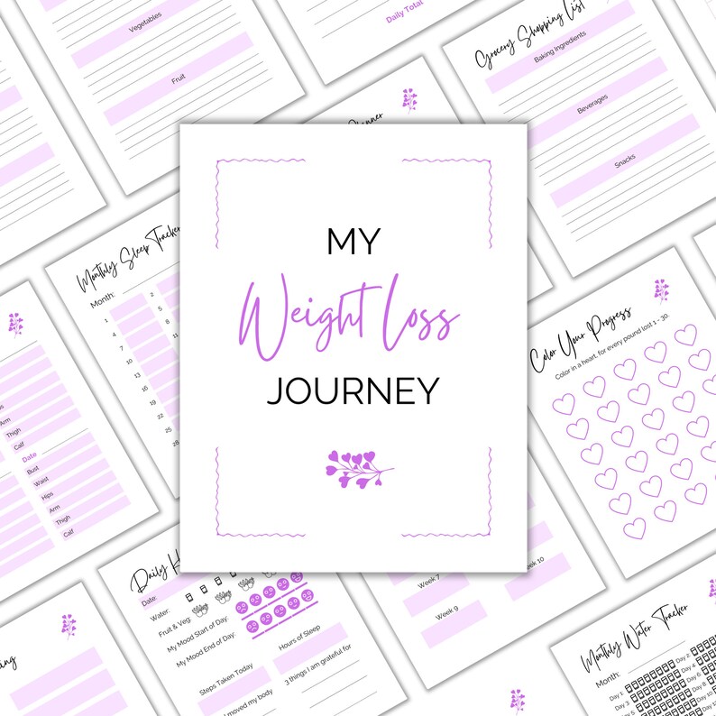 Weight Loss Journal Printable: Lilac, Instant Download PDF US Letter ...