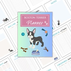 Dog Care Planner Printable: Boston Terrier | US Letter & A4, Dog Care Binder, Pet Planner, Pet Care Planner, Pet Care Binder, Pet Organizer