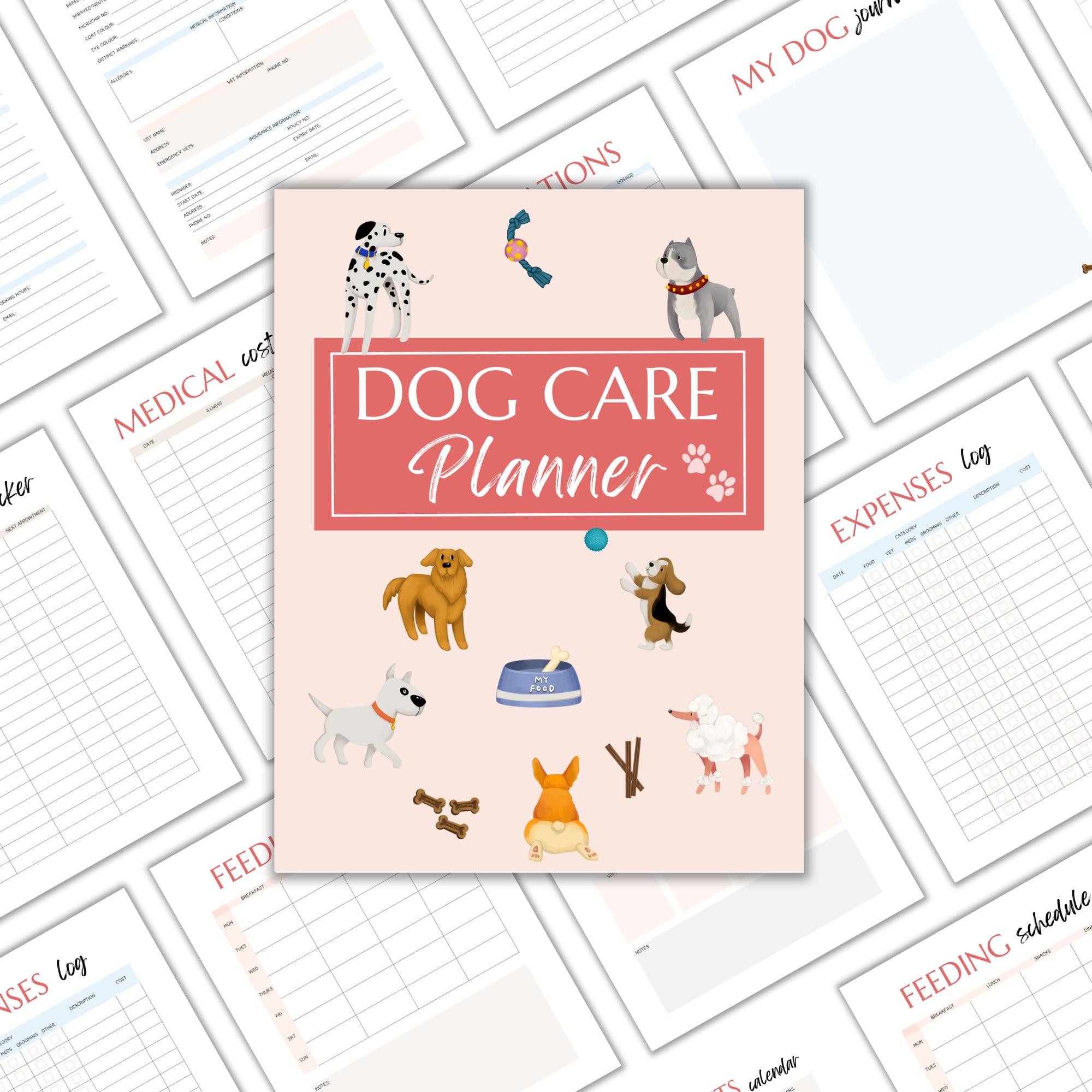 Dog Care Planner Printable, Instant Download US Letter & A4, Dog Care