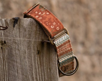 Rustic Dog Collar | Boho Pet Collar | Aztec Wide Martingale Collar for Dogs | "SIENNA"