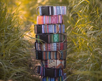 Aztec Buckle Collar | Choice of Fabric with Plastic Snap Buckle
