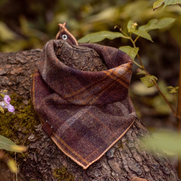 Wool Dog Bandana | Plaid Pet Bandana | Check Bandana for Dogs | "BAIZE"