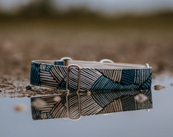 Geometric Dog Collar | Aztec Pet Collar | Boho Wide Martingale Collar for Dogs | "AQUALIS"