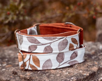 Autumn Dog Collar | Rustic Pet Collar | Boho Wide Martingale Collar for Dogs | "MACCHIATO"