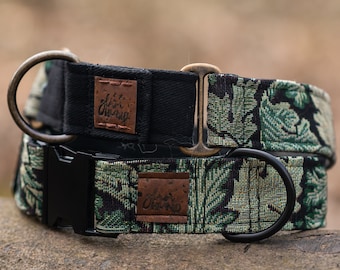 Botanical Dog Collar | Plants Pet Collar | Floral Wide Martingale Collar for Dogs | "ACANTHUS"