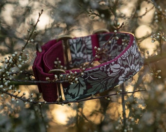 Spring Dog Collar | Botanical Pet Collar | Plants Wide Martingale Collar for Dogs | "DIANTHA"