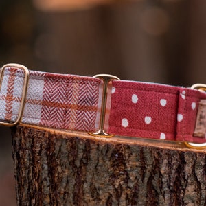 Plaid Dog Collar | Check Pet Collar | Polka Dot Wide Martingale Collar for Dogs | "CANELO"