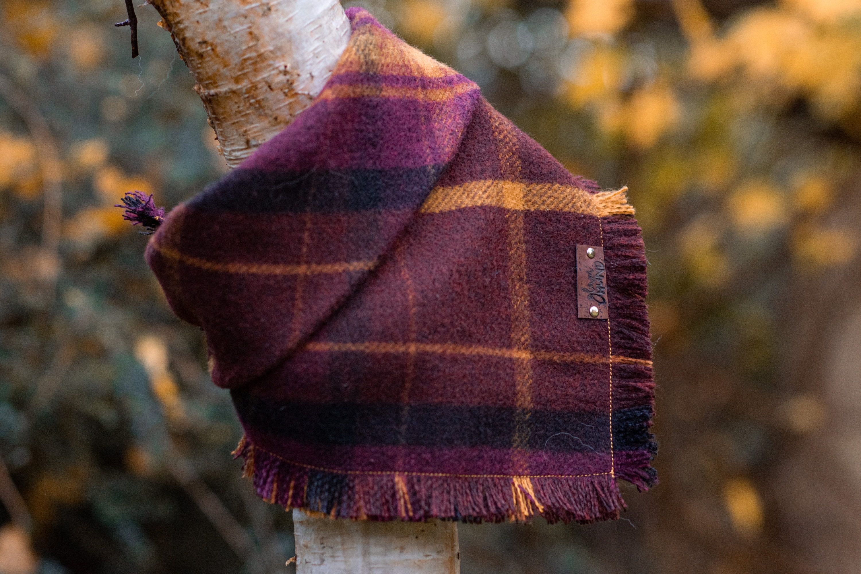 Plaid Wool Dog Bandana Frayed "HESTIA"