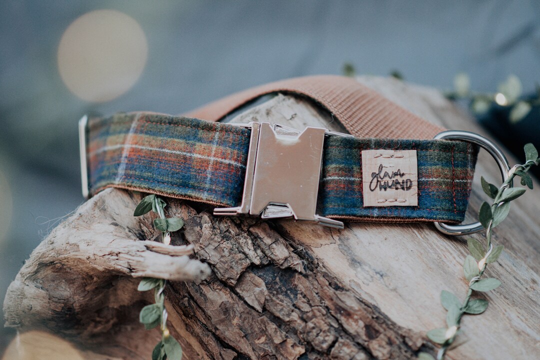 Plaid Dog Collar Tartan Pet Collar Wool Blend Wide Etsy UK
