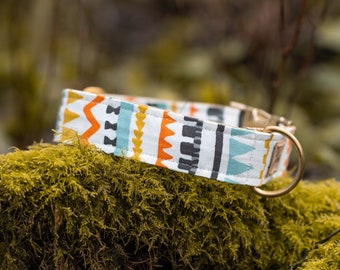 Aztec Dog Collar | Tribal Pet Collar | Geometric Wide Martingale Collar for Dogs | "TLALOC"