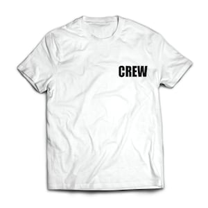 CREW text iron on vinyl decal for shirts 2&quot; x 5&quot;