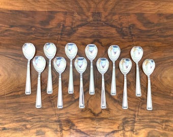 Elldée 90: set of 12 silver-plated ice cream spoons, Art Deco, in original box