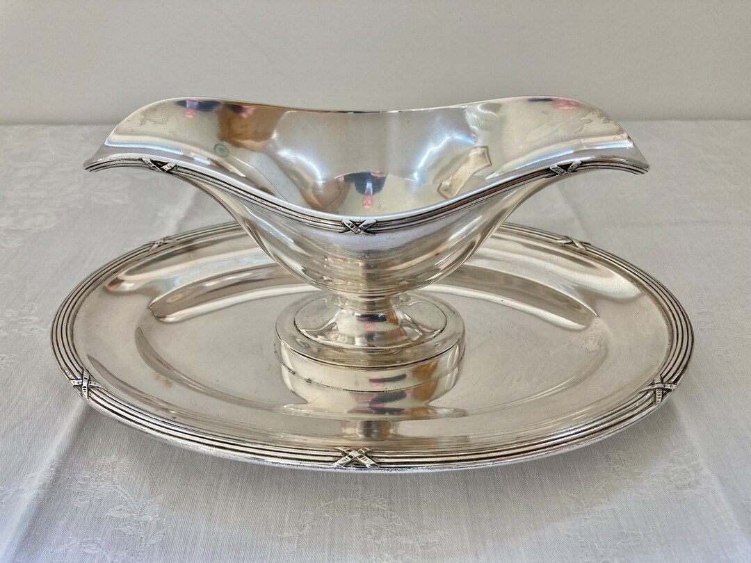 Silver Plated Sauce Boat Brand Wiskemann With Fixed Saucer Etsy