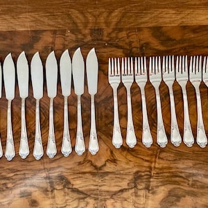 Auerhahn: 12 silver-plated fish cutlery, model Louis XV