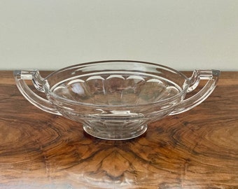 Clear oval Art Deco Val Saint Lambert bowl from 1935. Model: Coupe Noémie