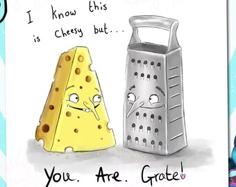 Tarjeta de felicitación con queso: ¡Eres genial! - Tarjeta con queso - Tarjetas lindas para él y ella - Tarjetas para mejores amigos - Tarjeta de amistad linda - Tarjeta con queso divertida