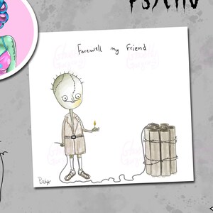 Psycho Sid - Farewell My Friend - Dynamite - Carte de voeux - Drôle - Humour noir - Au revoir - Cartes d'horreur gothique