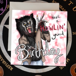 Carta lupo mannaro - Buon compleanno - Per i fan dell'orrore - Carta goth spettrale - Horror