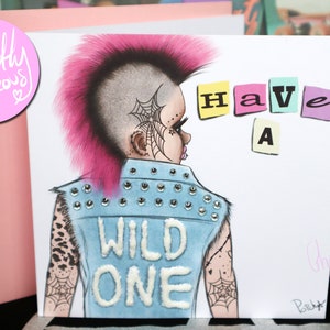 Punk Card - Have a wild one - avec bijoux et paillettes