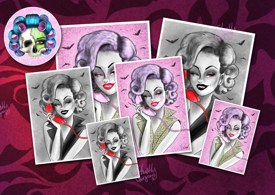 Pin up Vampire Art Print - Gothic Home Décor, Horror Pinup Girl, Goth ...