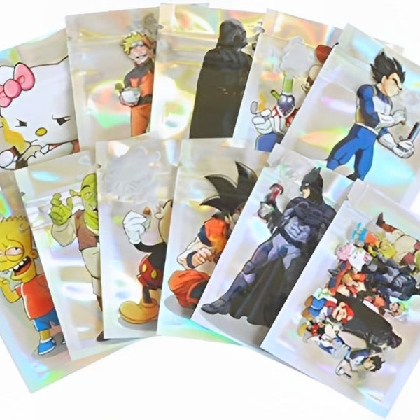 5 x NEW Tobacco Pouch Novelty Cartoon Zip Lock Reusable Bags Smell Proof Baggies Baggy Storage Bags