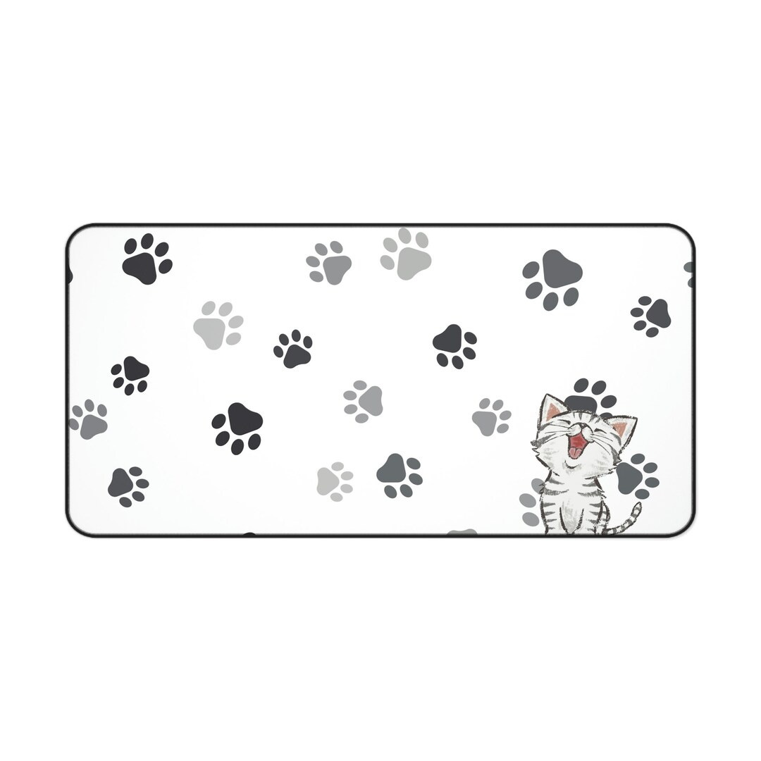 Kitten and Paw Print Desk Mat Etsy