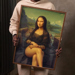Seductive Mona Lisa | Feminine historical portrait, funny wall art, Modern classical art, altered painting, renaissance art, bathroom decor