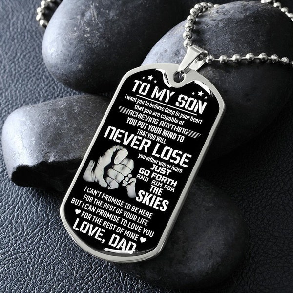 BESTSELLER To Son Dog Tag Necklace, Gift for Son, Dog Tag For Son, Son Gift from Dad, Dog Tag Necklace, Son Birthday,  Father Son Gift