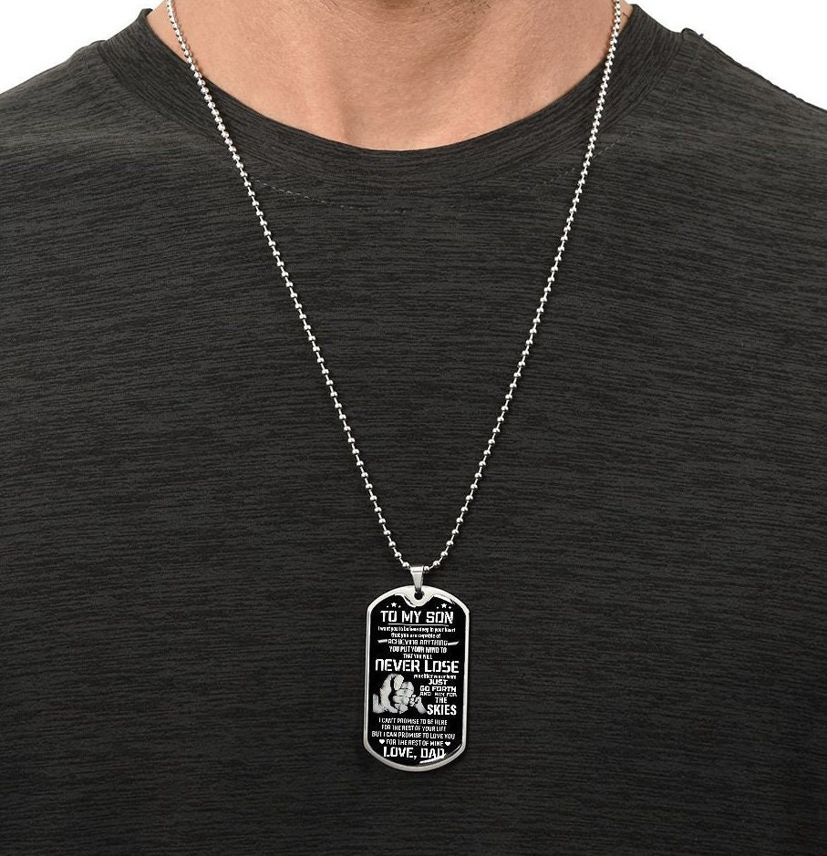 Son Gift Personalized Braided Bracelet from Mom and Dad with Dog Tag Necklace