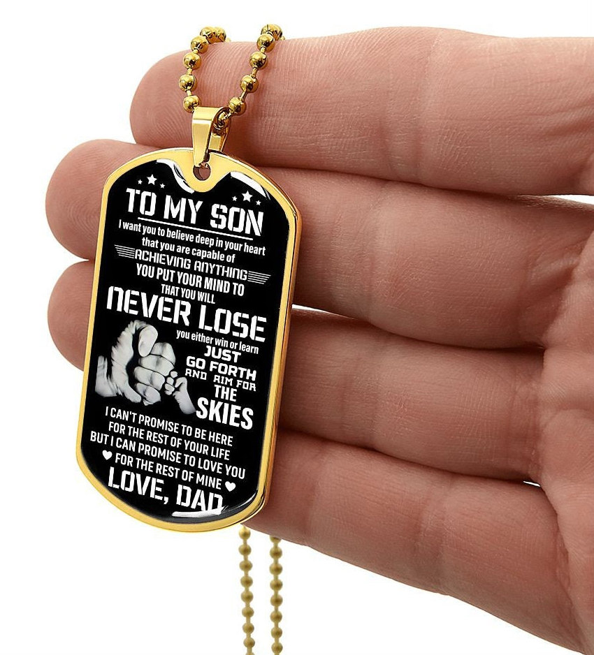 Son Gift Personalized Braided Bracelet from Mom and Dad with Dog Tag Necklace main image 1