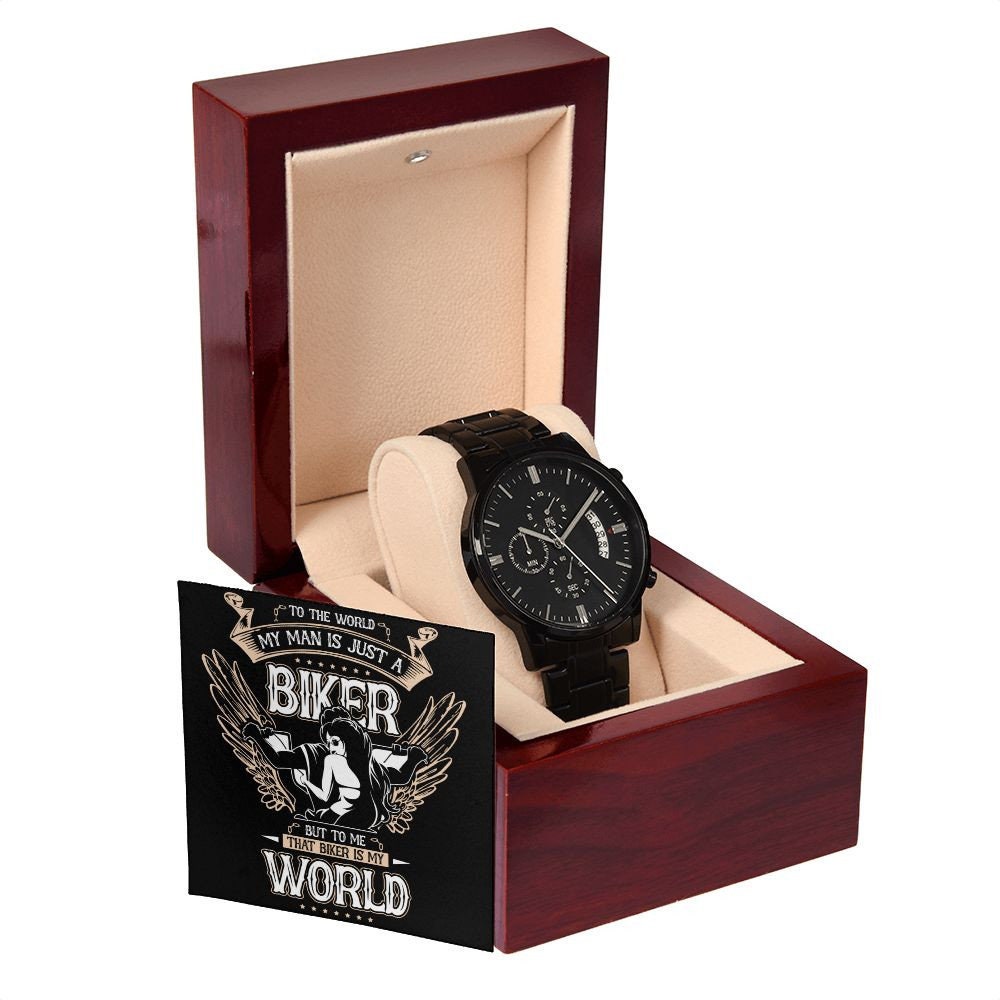 My Biker Men's Black Chronograph Watch, Biker Men's Gift, Gift for Moto