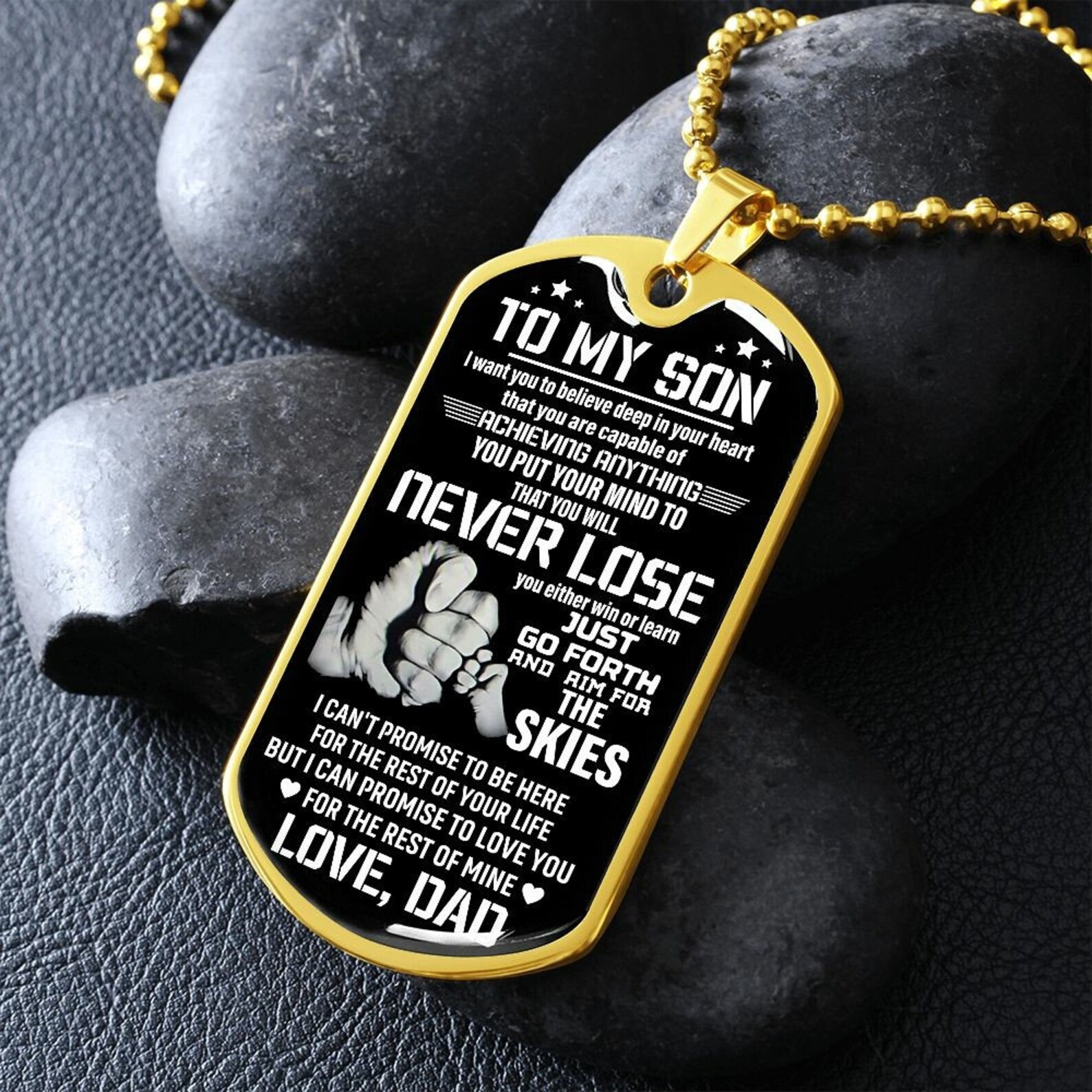 Son Gift Personalized Braided Bracelet from Mom and Dad with Dog Tag Necklace main image 0