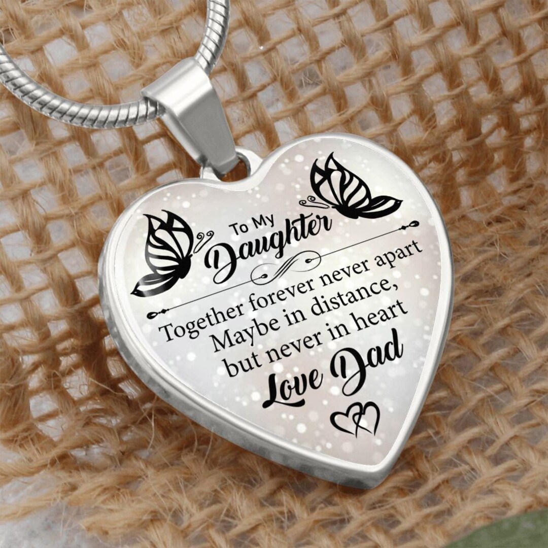 To Daughter Heart Pendant Necklace Love Dad, Gift for Daughter From Dad