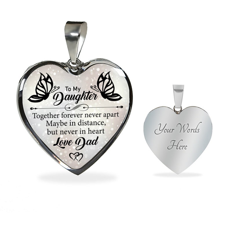 To Daughter Heart Pendant Necklace Love Dad Gift for Daughter Etsy