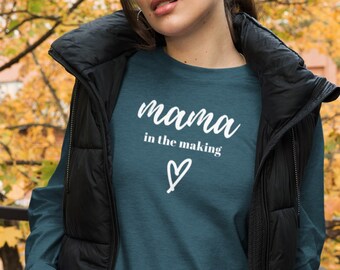 Mama in the making long sleeved tee, pregnancy announcement tee, new mom tee, Unisex Lightweight Long Sleeve Tee