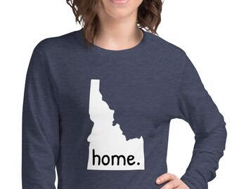 Idaho Home long sleeved tee, Idaho tee, home state tee, Unisex Lightweight Long Sleeve Tee
