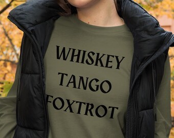 Whiskey Tango Foxtrot long sleeved tee, funny WTF, swearing helps, phonetic alphabet, sarcastic, sarcasm, Unisex Lightweight Long Sleeve