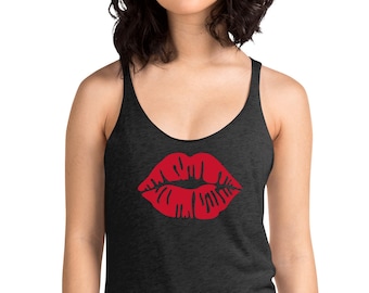 Lips racerback tank top, kiss tank, Valentine's Day tank, Valentine tank, love tank, Women's Racerback Tank