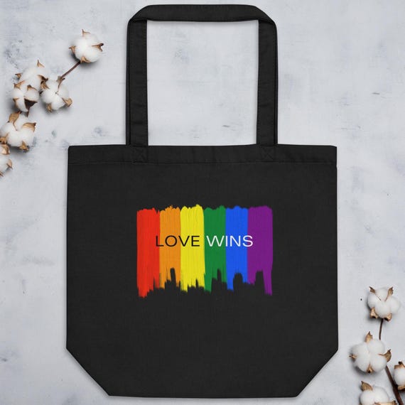 Love Wins Tote Bag, Rainbow Paint, LGBTQ Tote, Pride, Equality