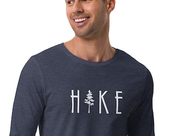 HIKE long sleeved tee, Hiking long sleeve tee, outdoors, forest, nature, camping, hiker, Unisex Lightweight Long Sleeve Tee