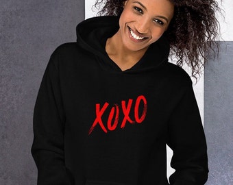 XOXO hoodie, hugs and kisses hoodie, Valentine's Day hooded sweatshirt, Valentine hoodie, Unisex Hoodie