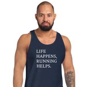 Das Leben läuft beim Laufen hilft Herren Tanktop, lustiges Geschenk für Läufer, Marathon, 5K, 10K, 13.1, 26.2, Laufen, Tanktop für Männer