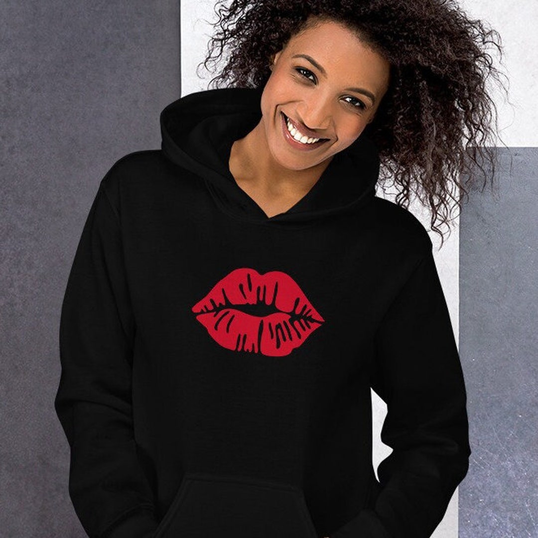 Lips Hoodie Kiss Hoodie Valentine s Day Hooded Sweatshirt Valentine