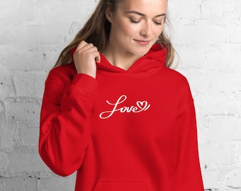 Love with heart hoodie, Love hooded sweatshirt, Valentine's Day hoodie, Valentine hoodie, Unisex Hoodie