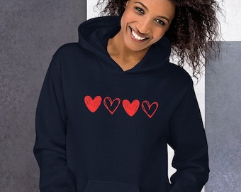 Heart hoodie, hearts hooded sweatshirt, Valentine hoodie, Valentine's Day hoodie, Unisex Hoodie
