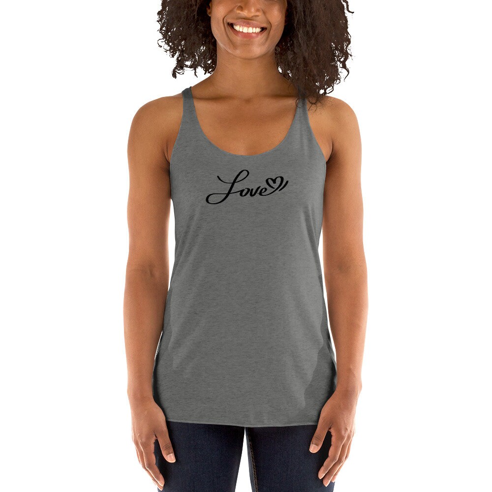 Love With Heart Racerback Tank Top, Valentine Tank, Valentine's