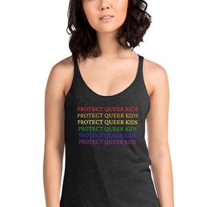 Protect queer kids racerback tank top, pride tank, love is love, equal rights for everyone, ally, Women&#39;s Racerback Tank