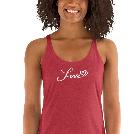 Love With Heart Racerback Tank Top, Valentine Tank, Valentine's