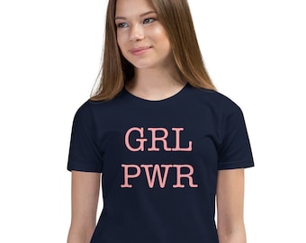 ガールパワーTシャツ、ゴーガールズTシャツ、ユース半袖Tシャツ